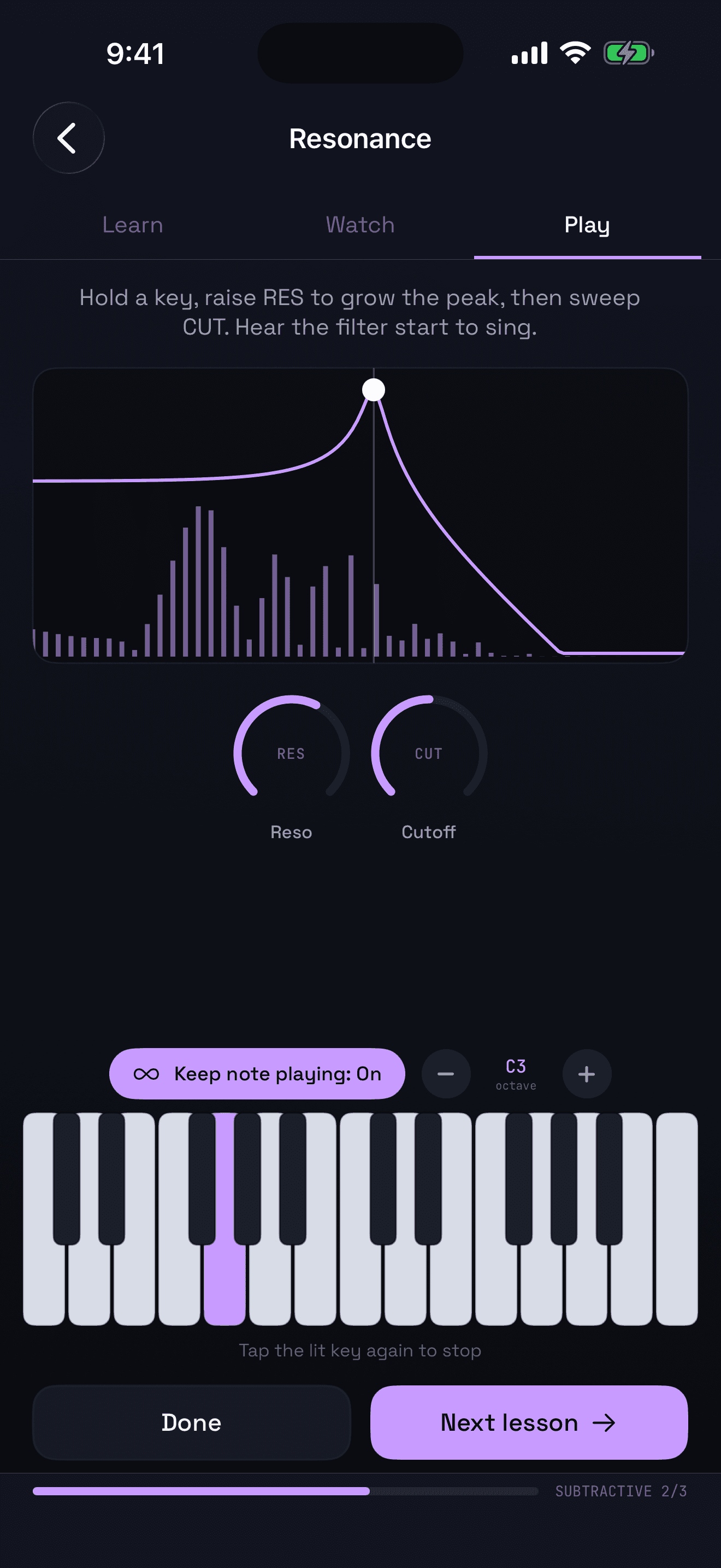 Filter cutoff and resonance